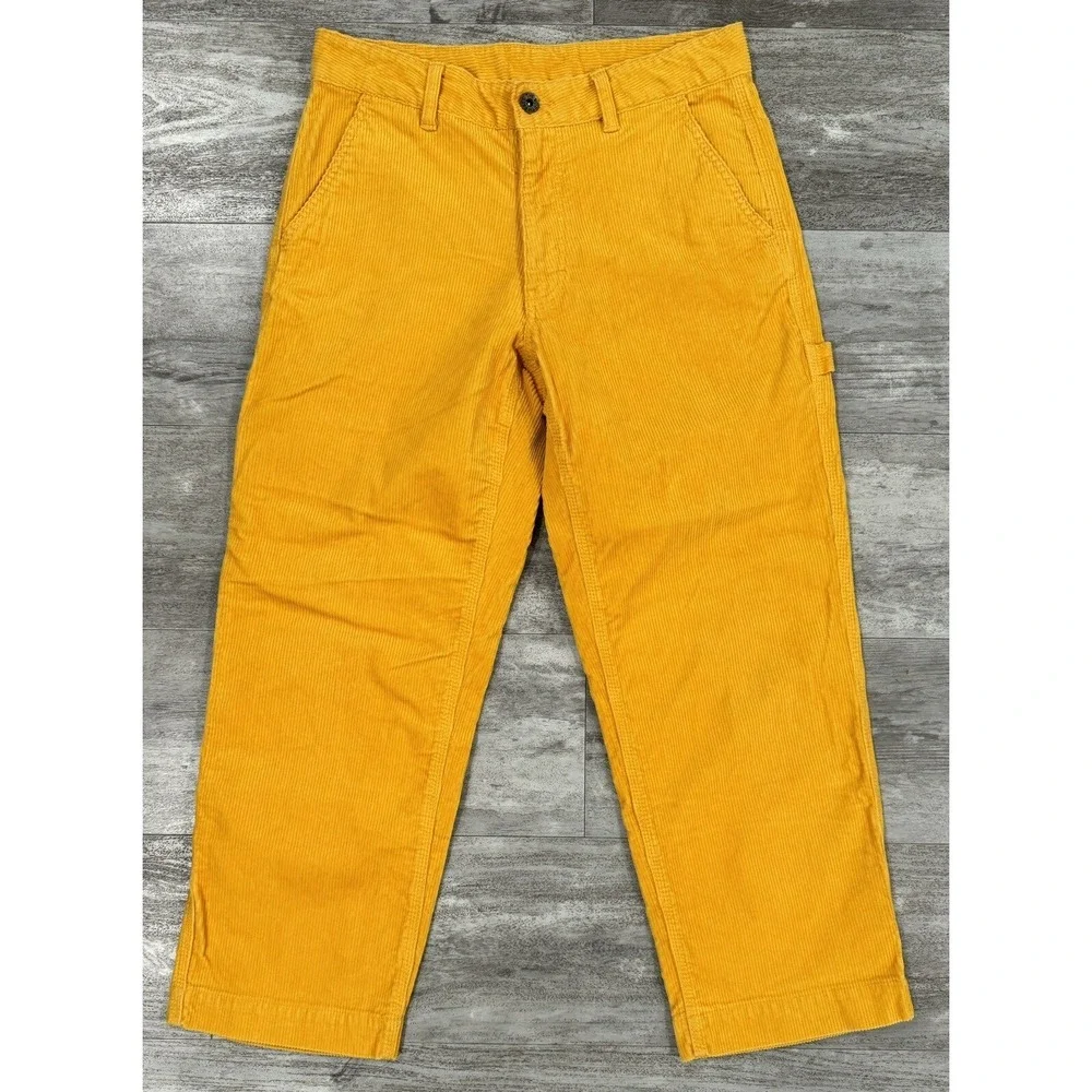 The North Face Womens Yellow Corduroy Cropped Utility Cargo Pants Size 30x25